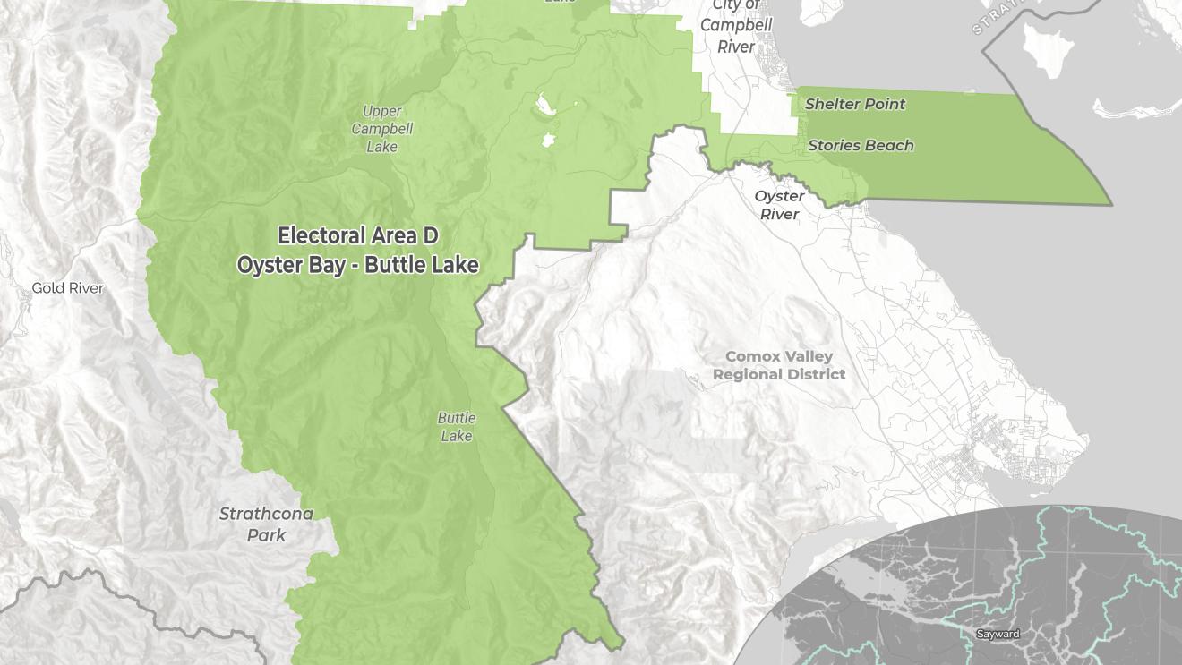 Map highlighting Electoral Area D in green.
