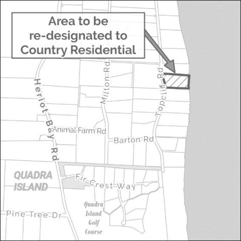 Map showing area re-designated to Country Residential, outlined with an arrow.